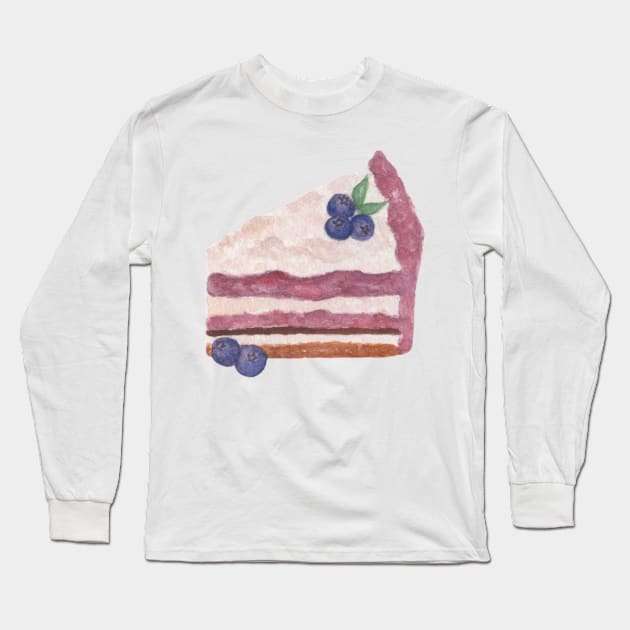 Blueberry pie watercolor Long Sleeve T-Shirt by GinaaArts